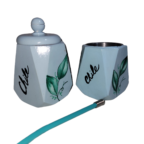 Pack Mate y yerbero pintado Copihue