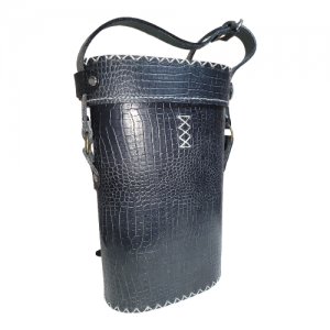 Bolso matero cuero negro crocó