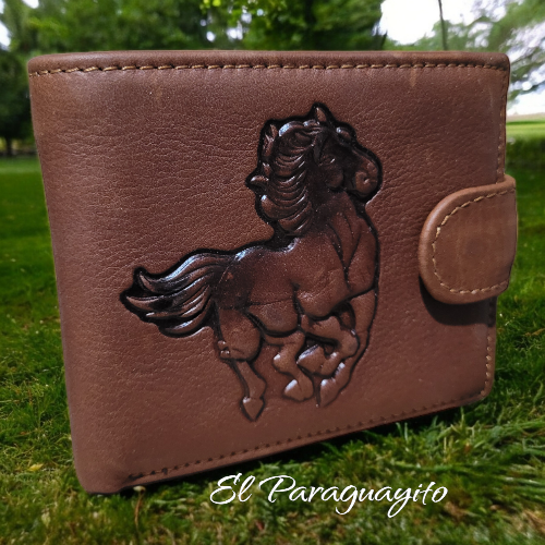 Billetera cuero broche caballo